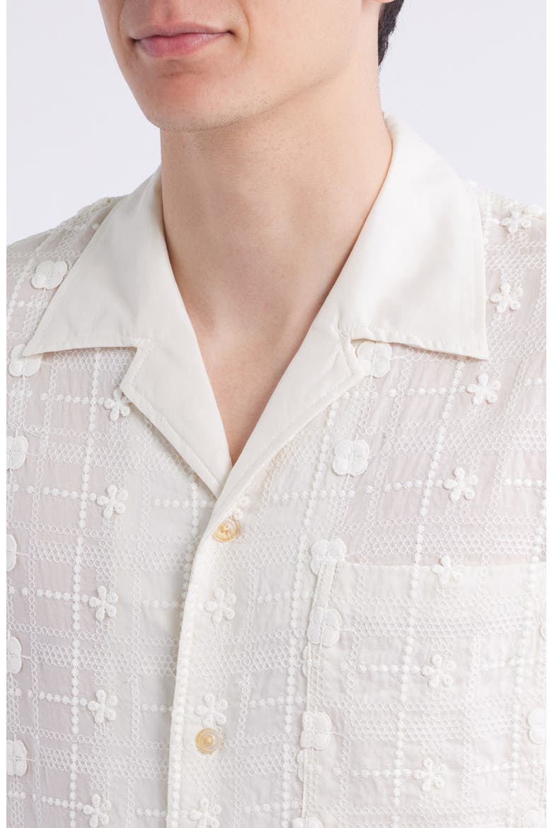 Ben 5026 Textured Short Sleeve Button-Up Shirt, Alternate, color, IVORY