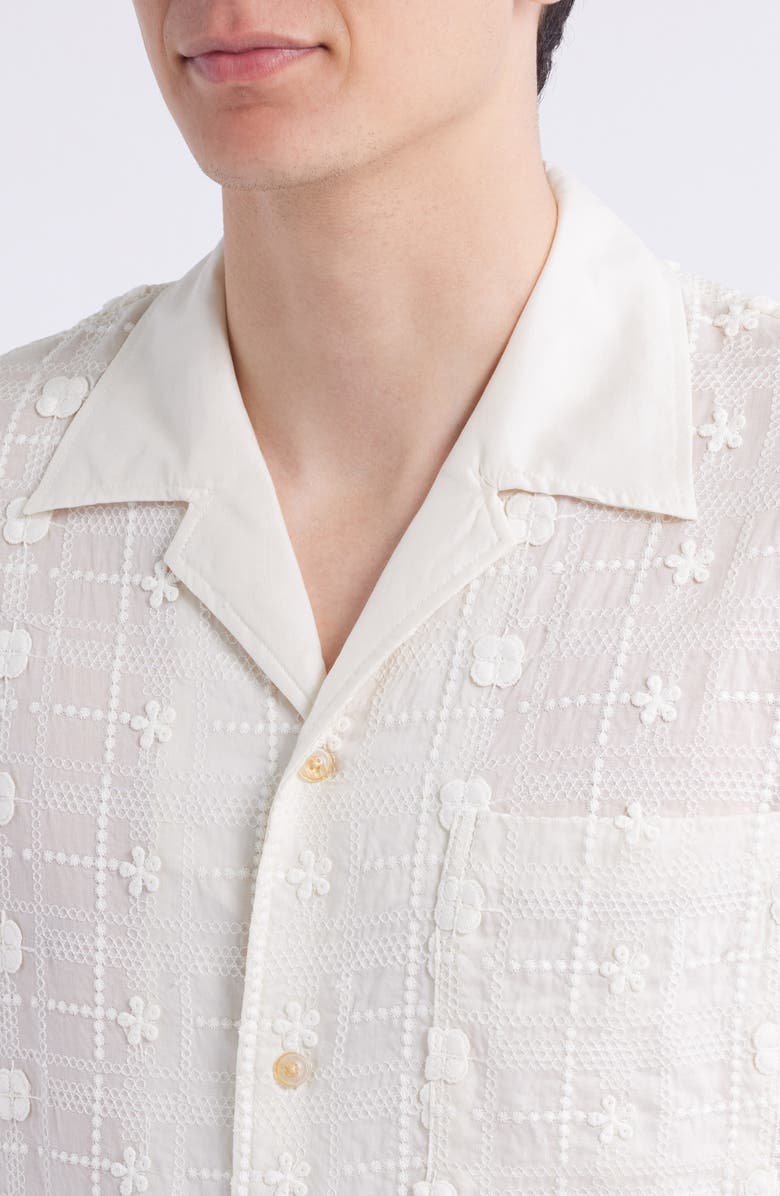 NN07 Ben 5026 Textured Short Sleeve Button-Up Shirt, Main, color, Ivory