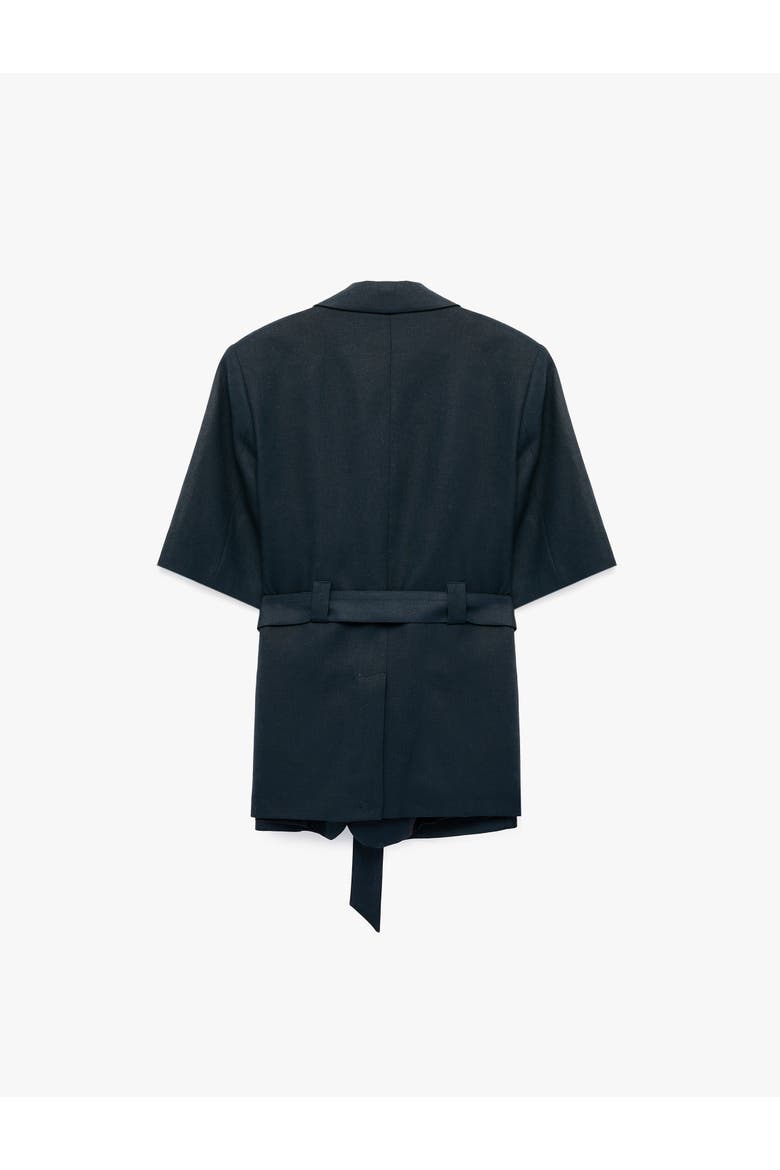 Relaxed Fit Short Sleeve Belted Blazer, Alternate, color, NAVY BLUE