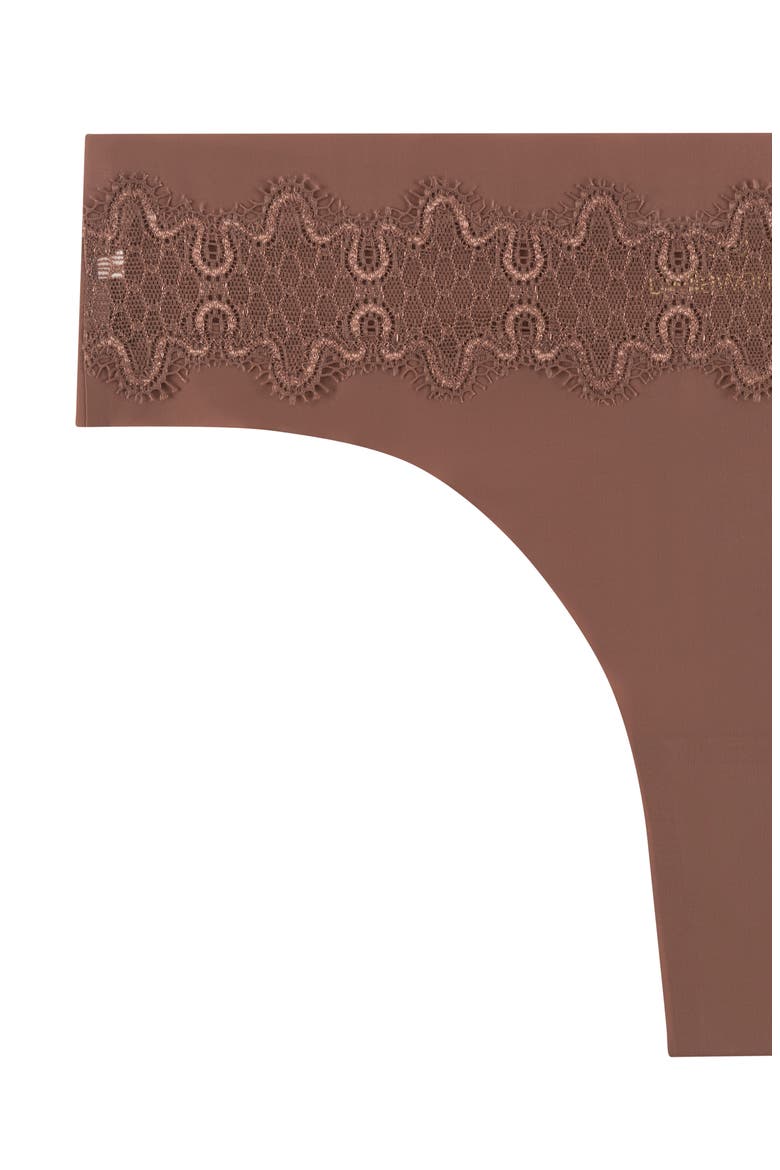 Soft Seamless Thong with Lace, Alternate, color, TOFFEE