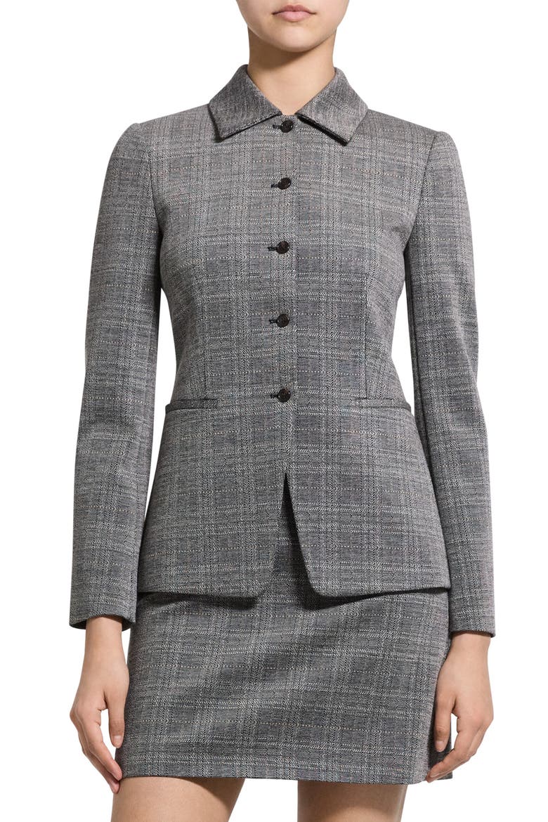 Cutaway Glen Plaid Blazer, Main, color, TAN MULTI