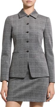 Theory Cutaway Glen Plaid Blazer