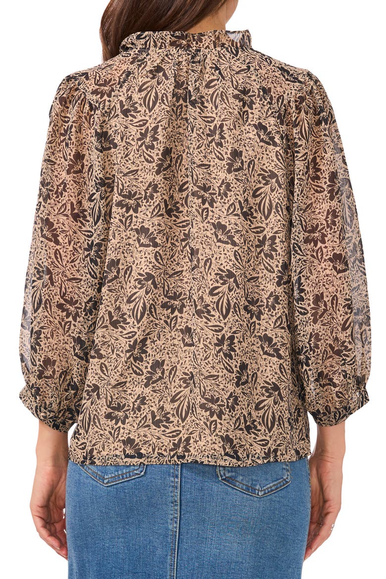 Floral Raglan Sleeve Chiffon Top, Alternate, color, FOXTROT
