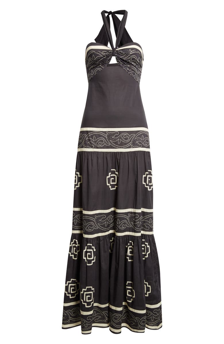Johanna Ortiz Orilla del Mar Halter Maxi Dress, Alternate, color, Black / Ecru