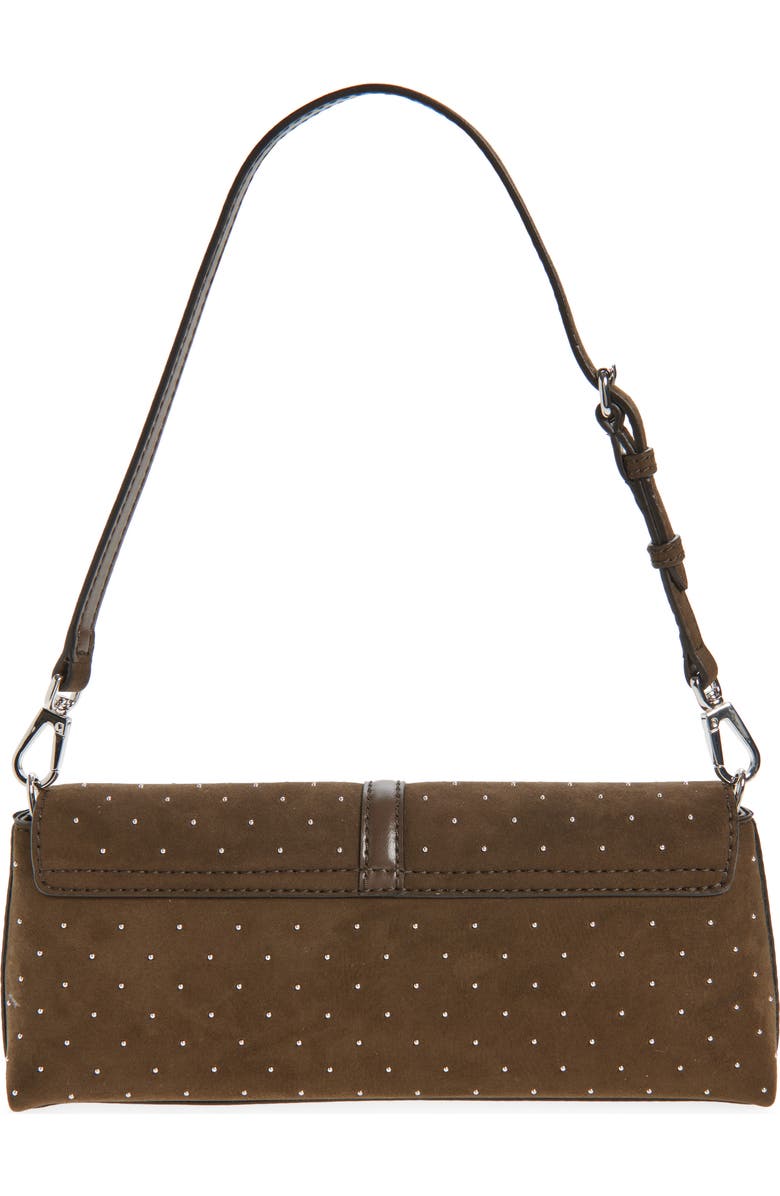 Stella McCartney Ryder Studded Faux Suede Shoulder Bag, Alternate, color, Moka