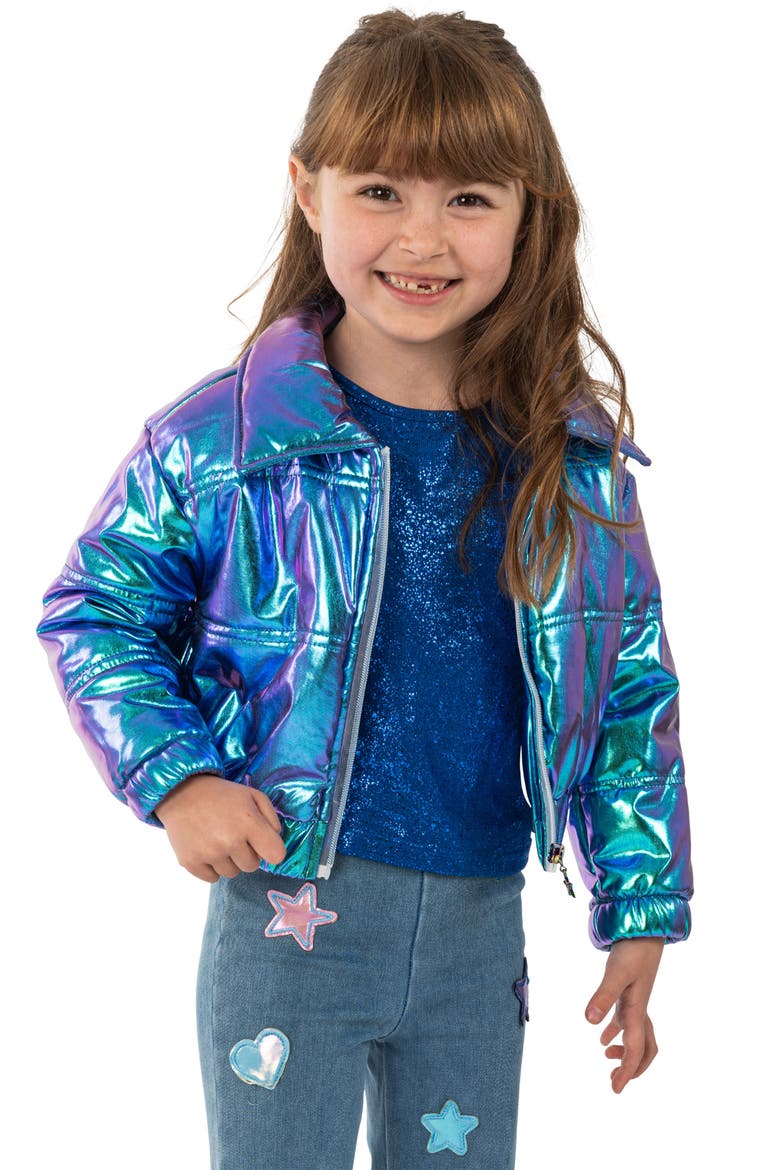 Kids' Puffer Jacket, T-Shirt & Jeans Set, Alternate, color, DARK BLUE