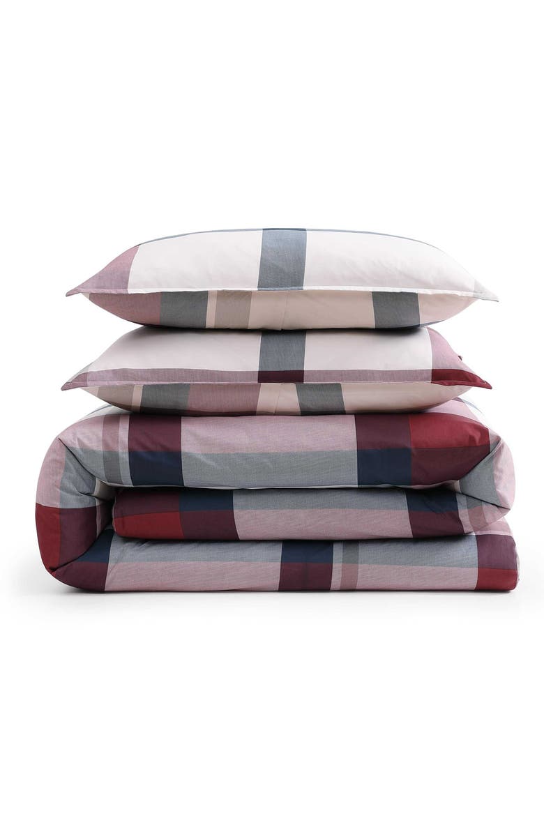 Tommy Hilfiger Prospect Park Plaid Cotton Percale Comforter & Shams Set, Main, color, Eggshell White/ Blue/ Red