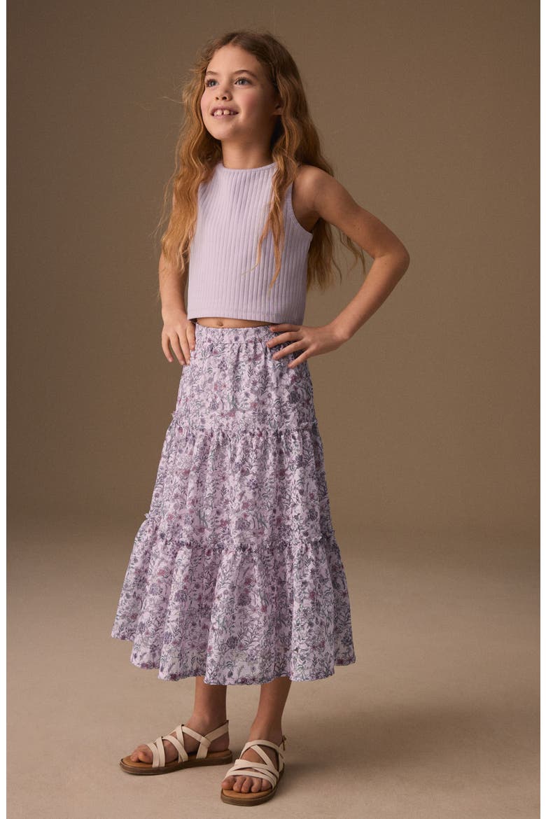 Kids' Rib Tank & Floral Skirt Set, Alternate, color, PURPLE