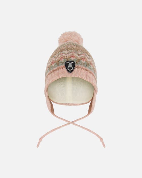 Deux Par Deux Lined Knit Pompom Hat With Ear Flaps In Multi
