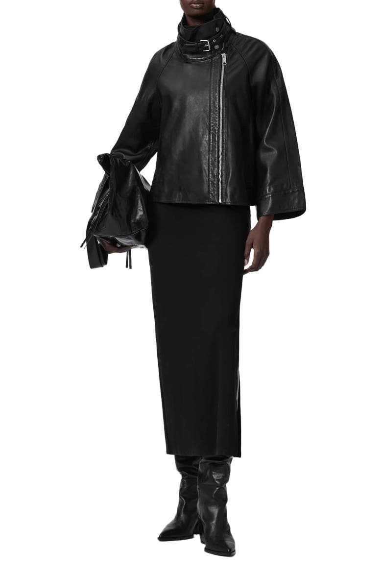 Rhodes Leather Jacket, Alternate, color, BLACK