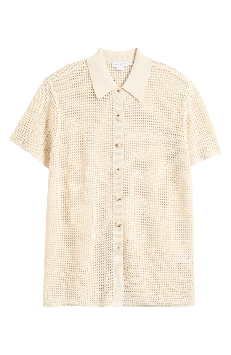 Good American Open Knit Cover-Up Shirt, Alternate, color, Ecru