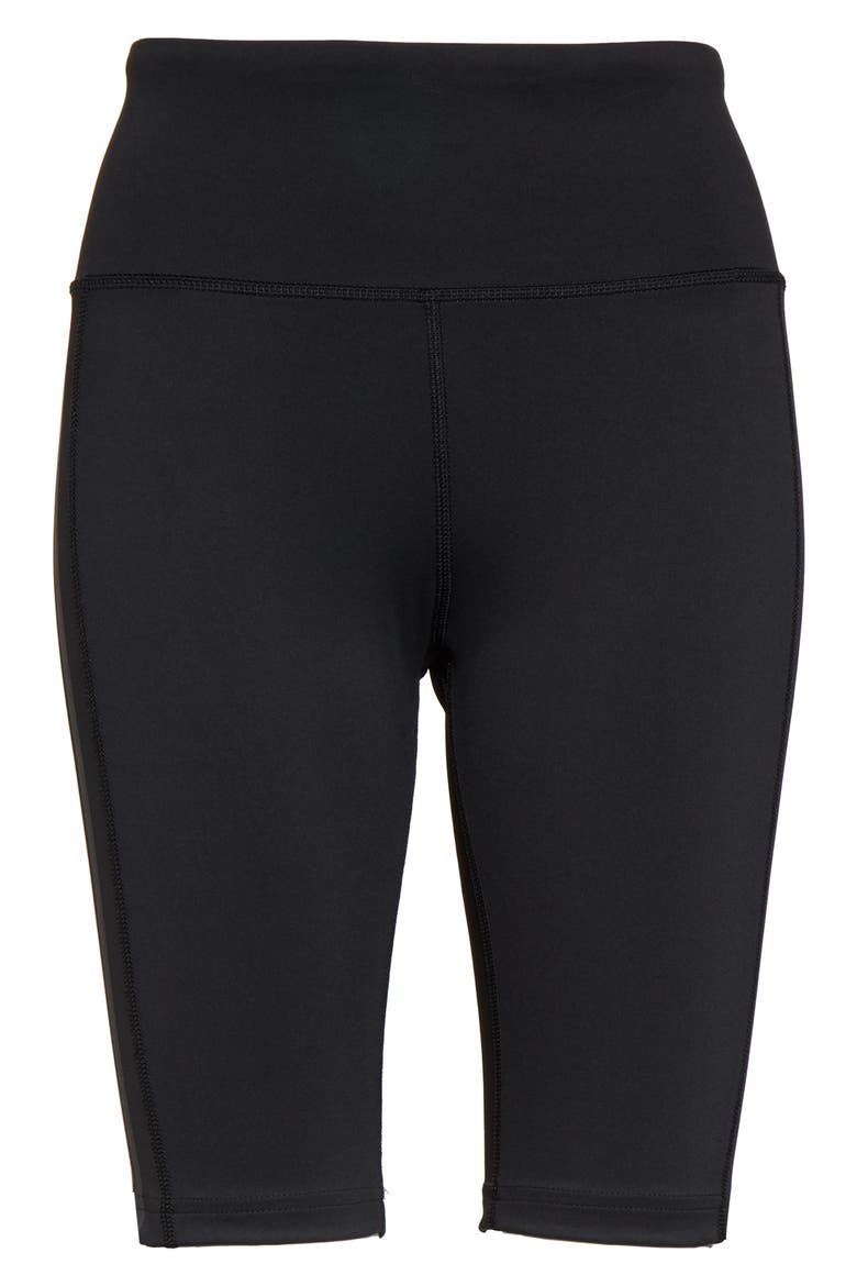 x Universal Standard 3-Stripes High Waist Shorts, Alternate, color, BLACK