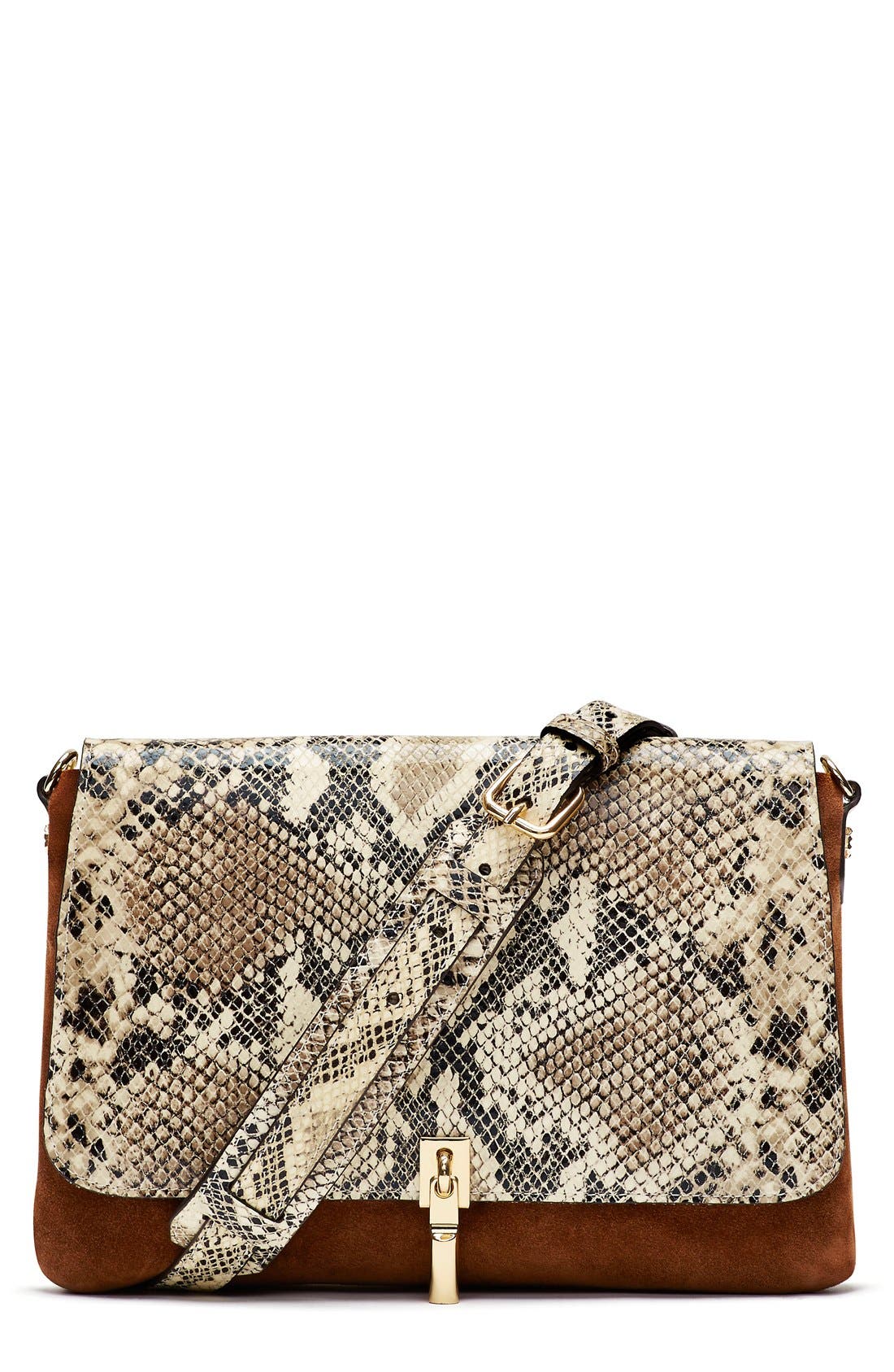 'Mini Cynnie' Suede Crossbody Bag, Main, color, COCO MULTI
