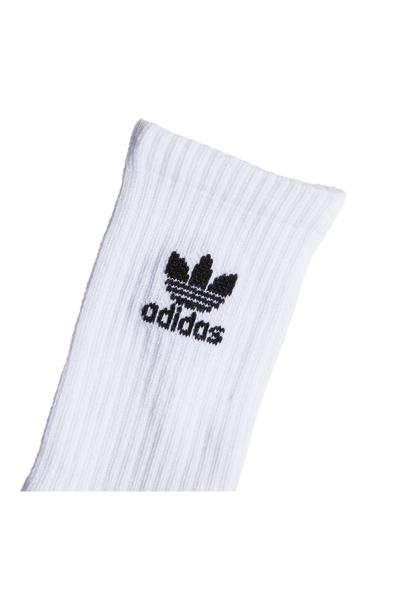Kids' Trefoil 6-Pack Crew Socks, Alternate, color, WHITE/ BLACK