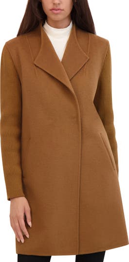 Kenneth Cole New York Knit Sleeve Wool Blend Coat Nordstrom