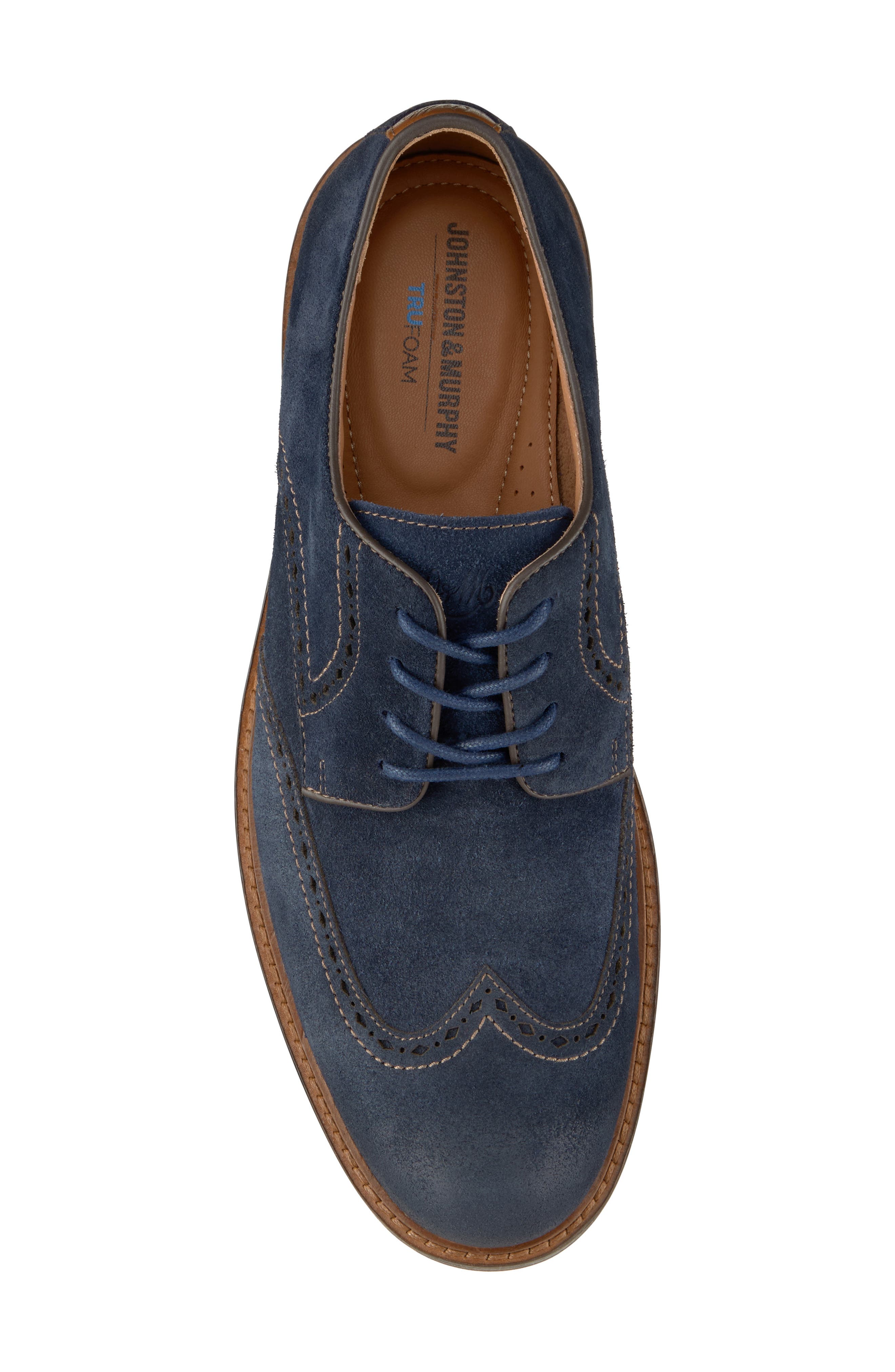 Ripley Wingtip Derby, Alternate, color, NAVY WAXED SUEDE