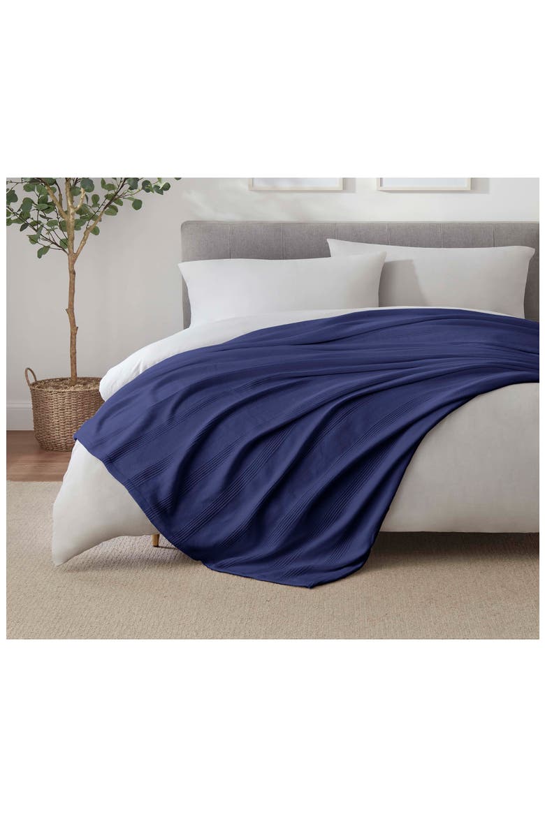Textured Cotton Throw Blanket, Alternate, color, NAVY