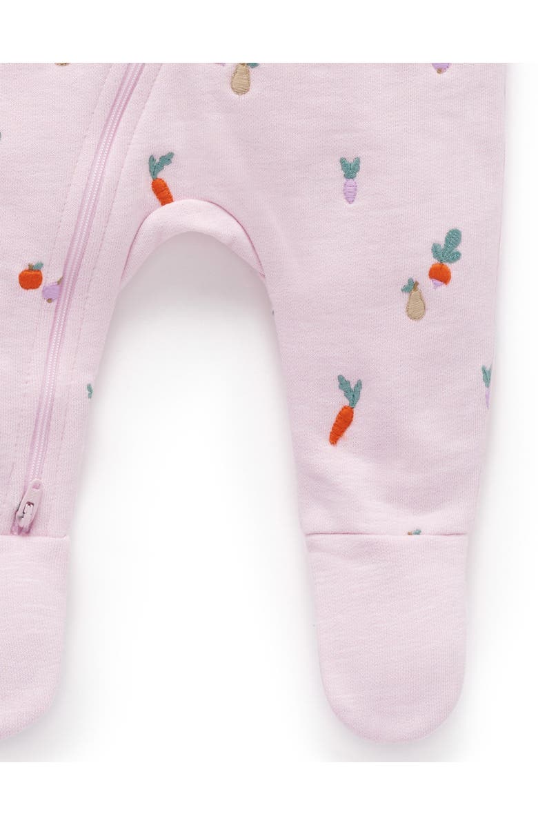 Purebaby Embroidered Fleece Footie, Alternate, color, Winter Fruits Broderie