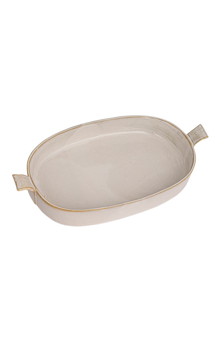 Storied Home Classic Elegance Stoneware Baker with Handles, White, Main, color, White