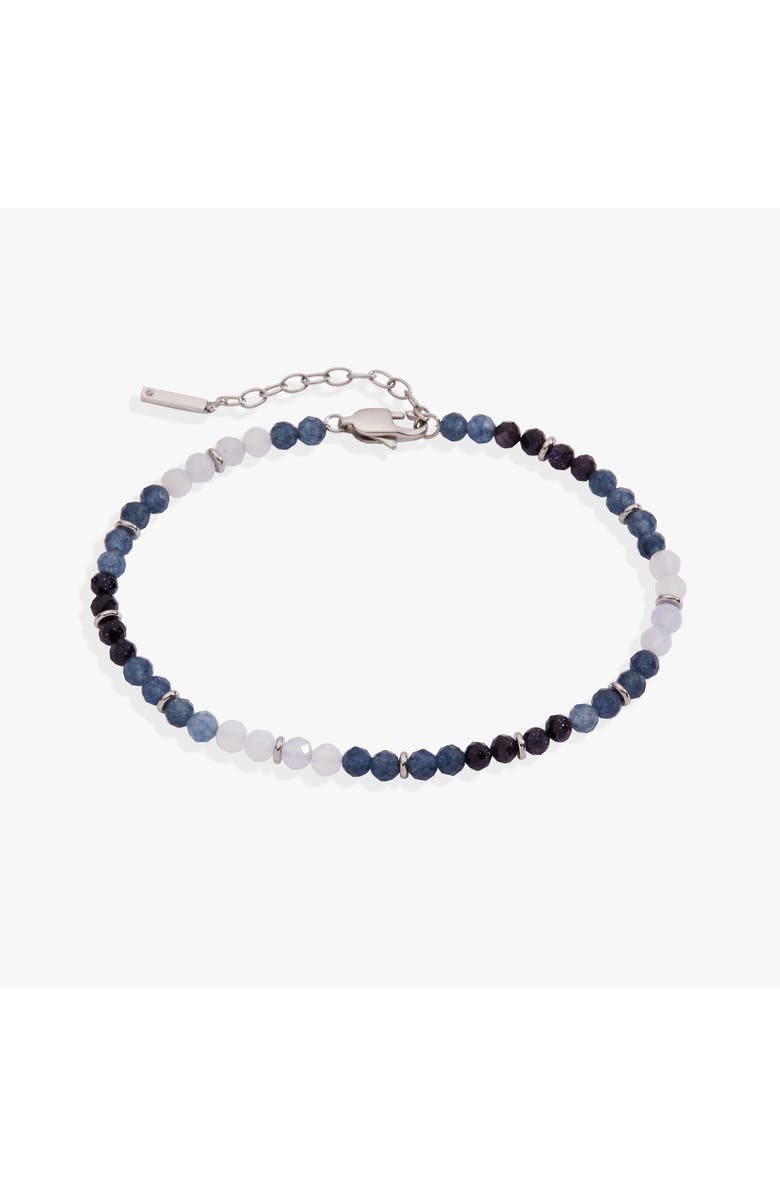 Alex and Ani Clear Quartz Semi-Precious Beaded Anklet, Main, color, Silver