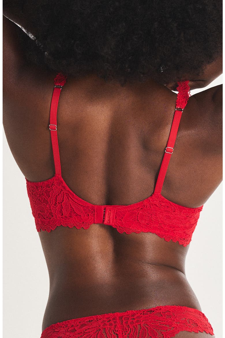 Romantic Corded Lace Unlined Underwire Bra, Alternate, color, TIMELESS RED