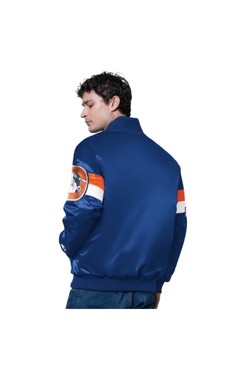 STARTER Men's Starter Royal Denver Broncos Triple Option Satin Varsity Vintage Logo Full-Snap Jacket, Alternate, color, Royal