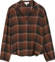 Cloth & Stone Plaid Popover Top
