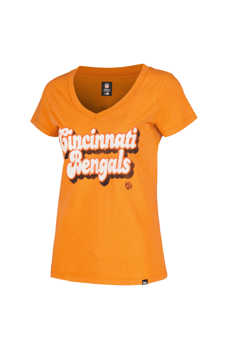 New Era Women's New Era Orange Cincinnati Bengals Enzyme Wash Low V-Neck T-Shirt, Alternate, color, 
