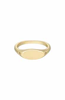 Adornia 14K Gold Plated Cubic Zirconia Marquise Signet Ring