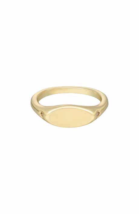 Adornia 14K Gold Plated Cubic Zirconia Marquise Signet Ring