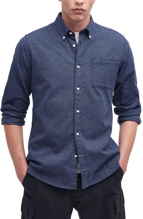 Bannock Check Print Cotton Button-Down Shirt