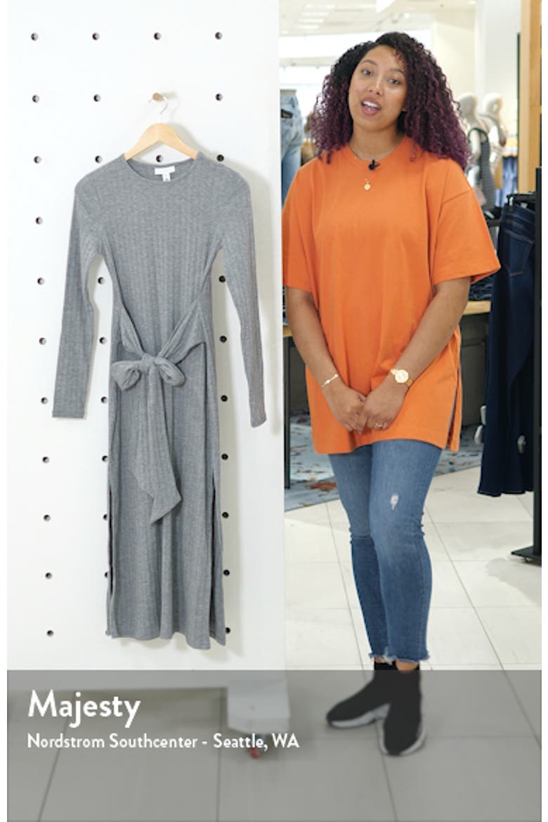 Tie Waist Long Sleeve Knit Midi Dress video