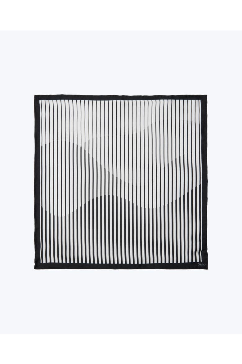 Pinstripe Silk Pocket Square, Main, color, Black & White