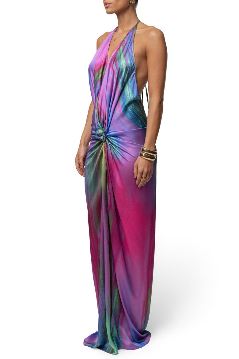 Daydream Abstract Print Open Back Maxi Dress, Alternate, color, PURPLE