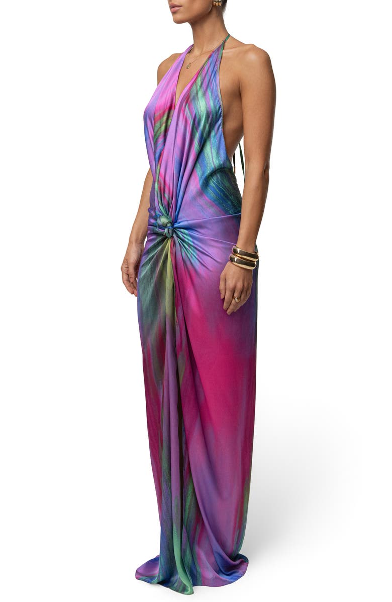 JLUXLABEL Daydream Abstract Print Open Back Maxi Dress, Alternate, color, Purple