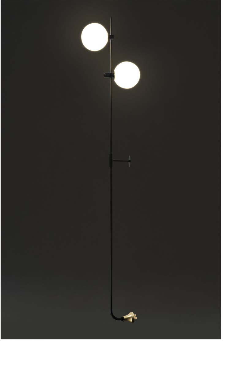 Brightech Equinox 62" LED Modern Sconce Wall Lamp with Glass Globe Shades, Alternate, color, Classic Black