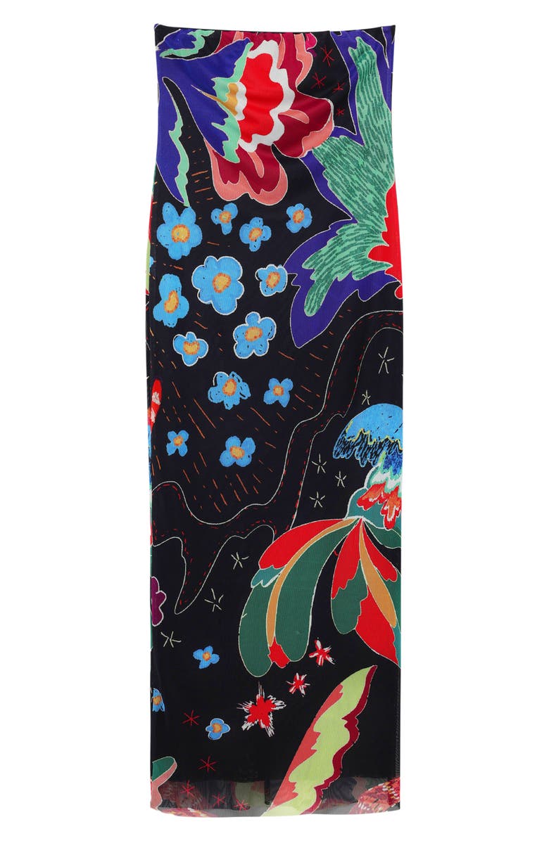 Desigual Jungle Design Bandeau Midi Dress, Alternate, color, Black