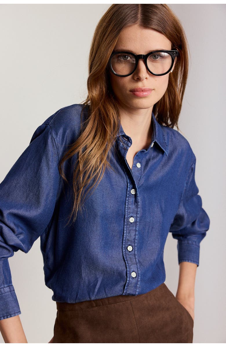 The Shirt by Rochelle Behrens The Denim Shirt, Main, color, Dark Wash