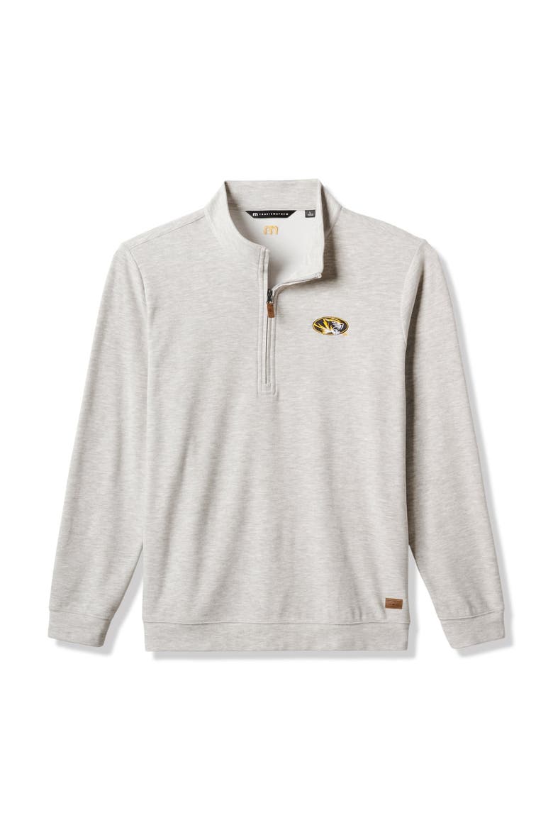 Men's TravisMathew Heather Gray Missouri Tigers Cloud Home Game Quarter-Zip Tri-Blend Pullover, Main, color, Heather Gray