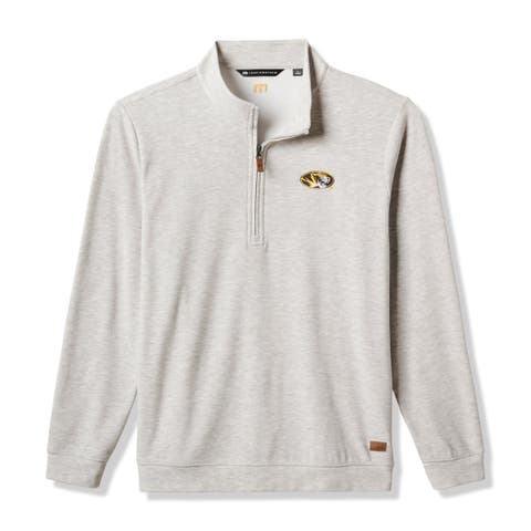 Men's TravisMathew Heather Gray Missouri Tigers Cloud Home Game Quarter-Zip Tri-Blend Pullover