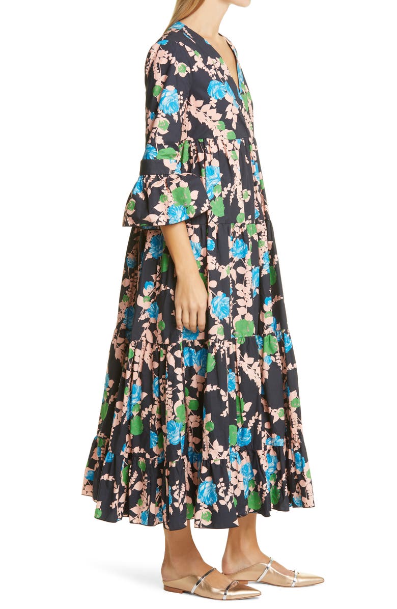 La DoubleJ Floral Tiered Ruffle Cotton Dress, Alternate, color, 