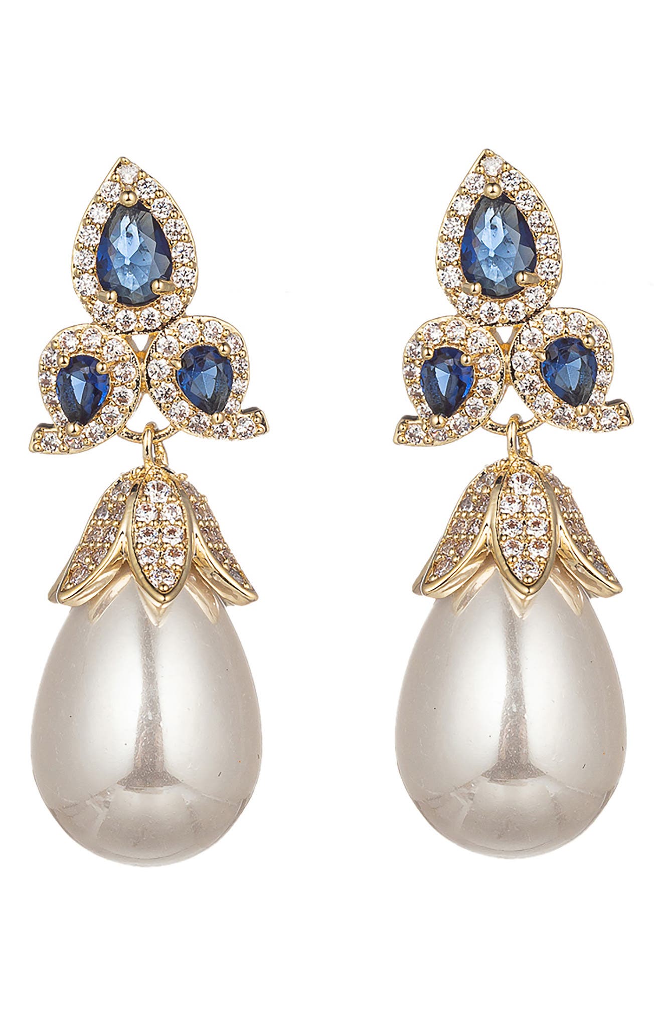 EYE CANDY LOS ANGELES Royal Blue CZ Statement Earrings
