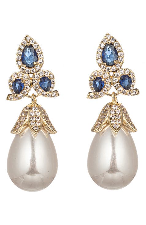 Royal Blue CZ Statement Earrings