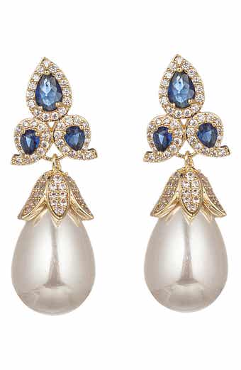 EYE CANDY LOS ANGELES Royal Blue CZ Statement Earrings