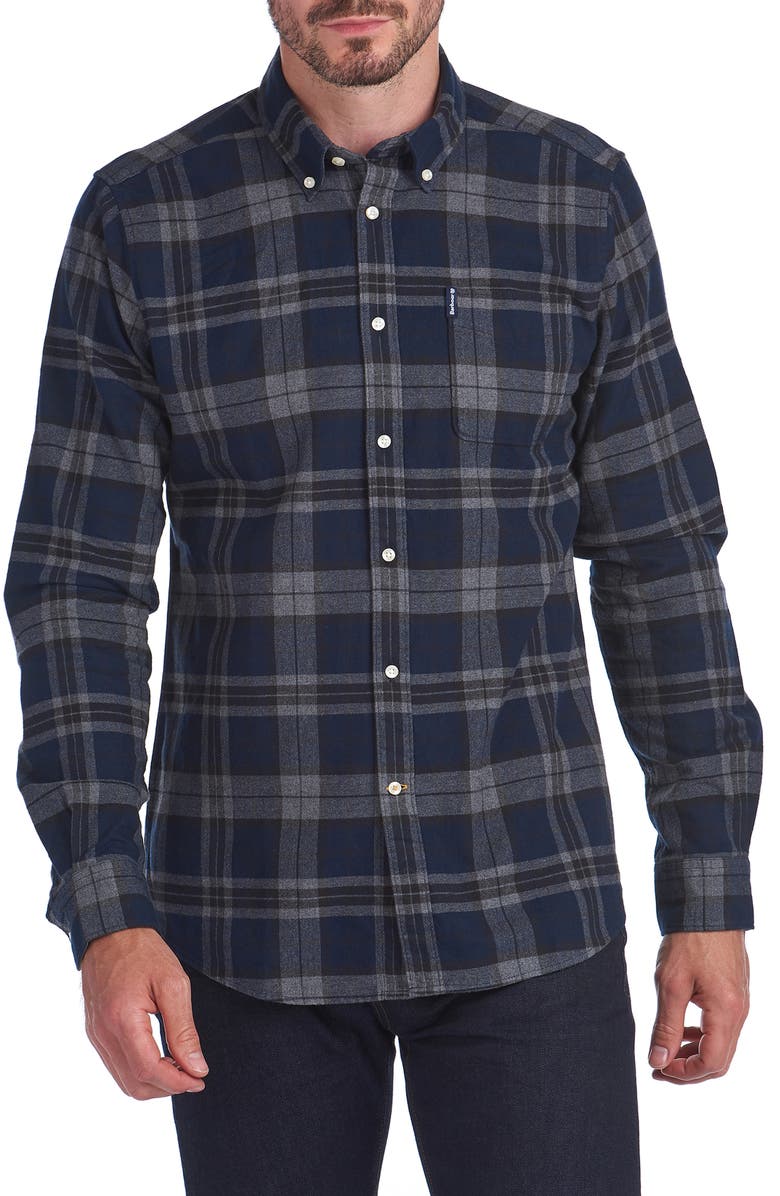 Barbour Highland Check 19 Plaid Button-Down Flannel Shirt, Main, color, 