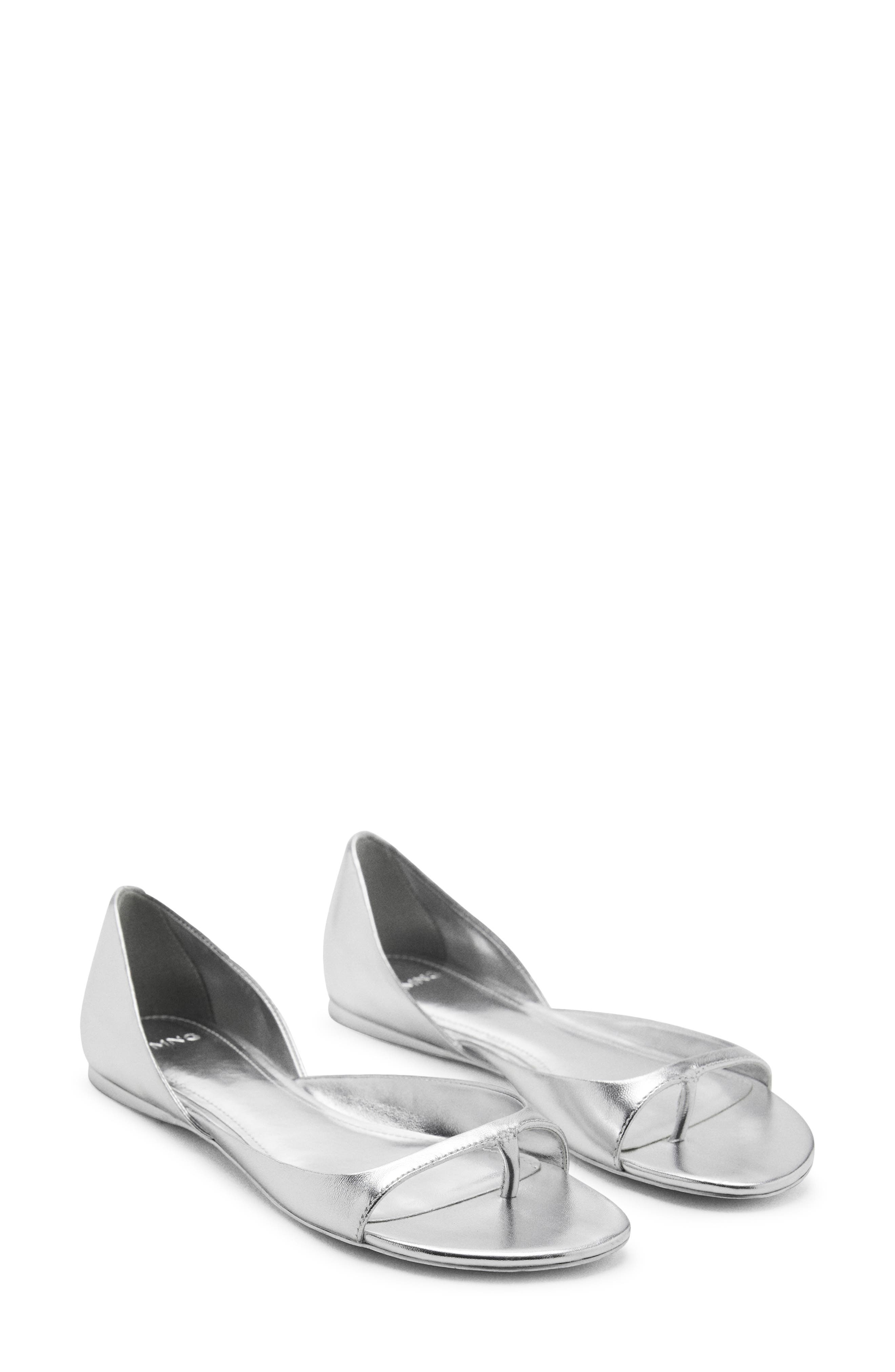 MANGO Metallic Sandal, Main, color, Silver