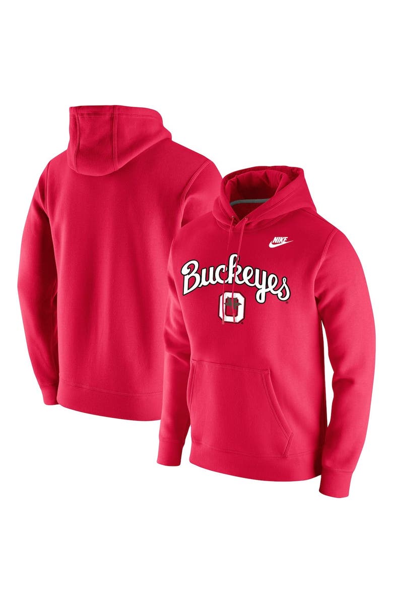 Nike Men's Nike Scarlet Ohio State Buckeyes Script Vintage School Logo Pullover Hoodie, Alternate, color, 