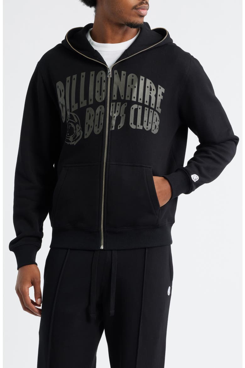 Curve Graphic Zip Hoodie, Alternate, color, BLACK