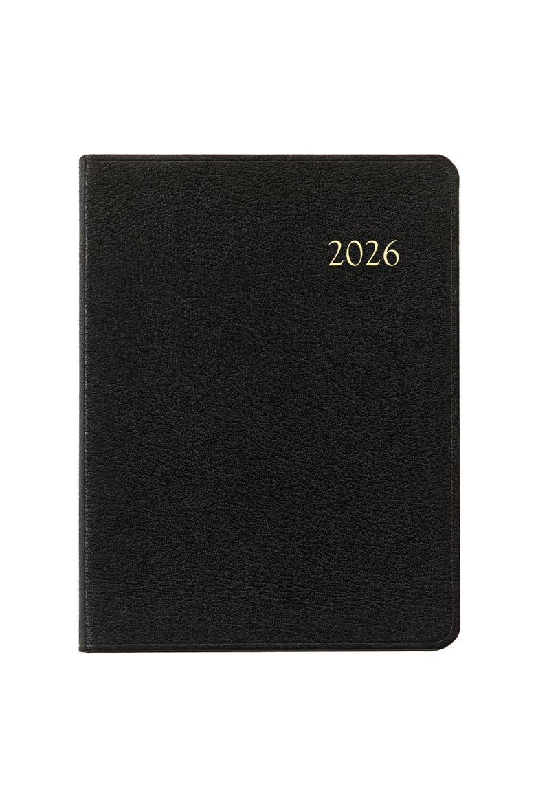 2026 Leather Desk Diary, Alternate, color, Black
