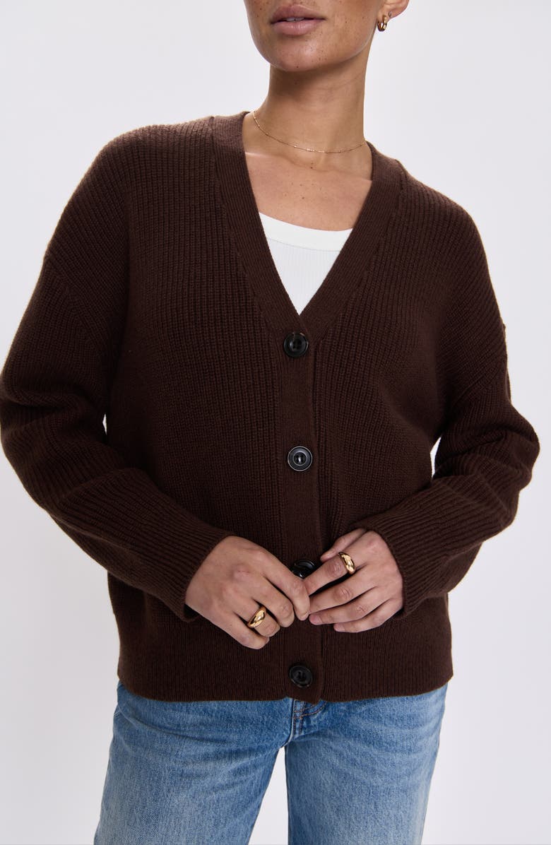 Pistola Orla Rib Cardigan, Alternate, color, Chocolate